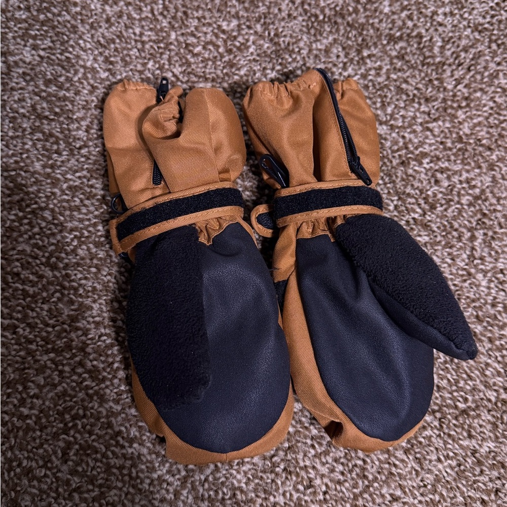 Carhartt Children's Mittens Thermal Waterproof TA774 Brown/Black Size M - Picture 3 of 5